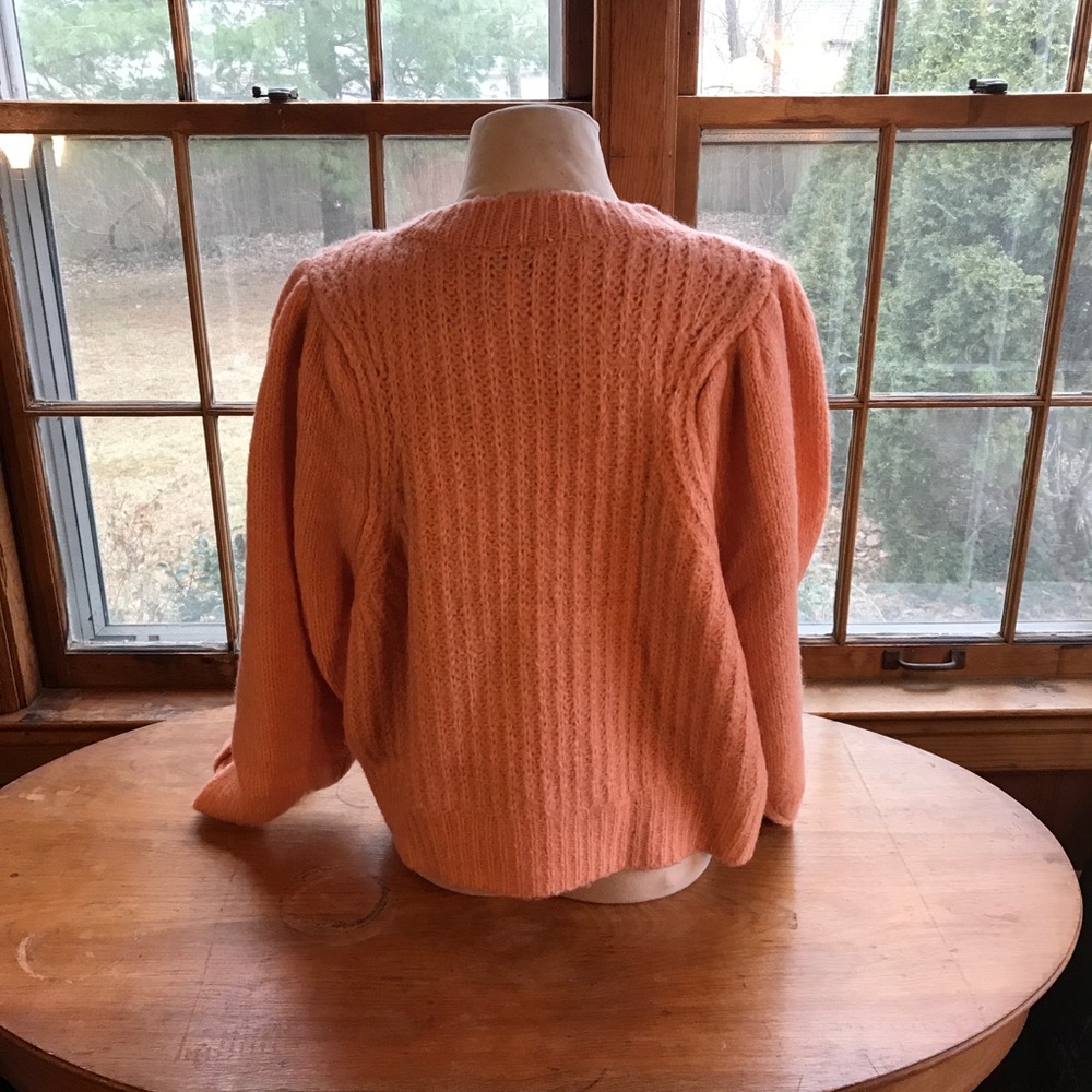 TopShop Orange Chunky Knit Crew Neck Sweater with Relaxed Fit, Size 14 - Picture 4 of 4